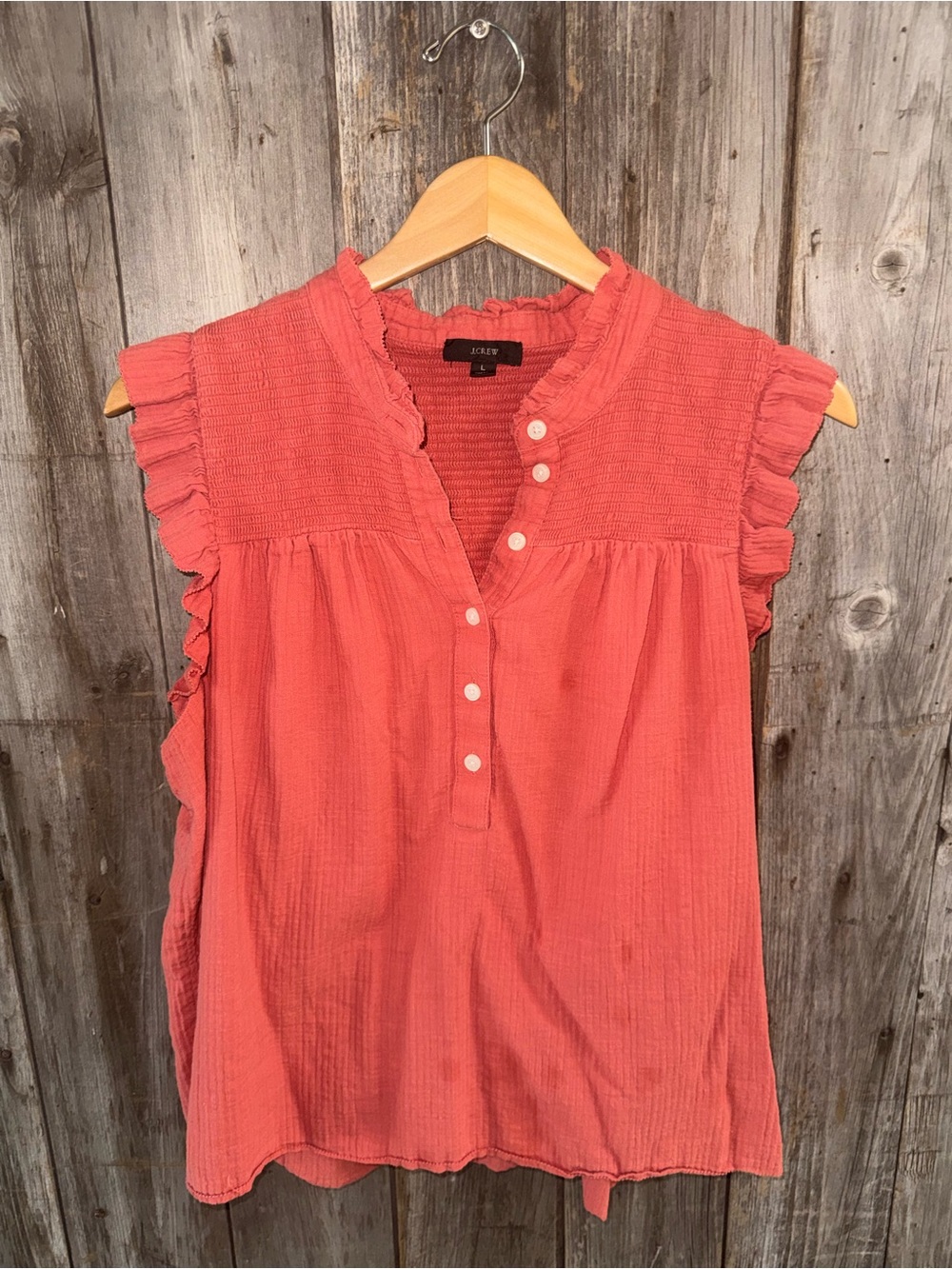 J.CREW smocked gauze sleeveless top- size large